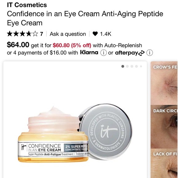 IT Cosmetics Confidence in an Eye Cream Anti-Aging Peptide Eye Cream 5ml - Picture 3 of 4